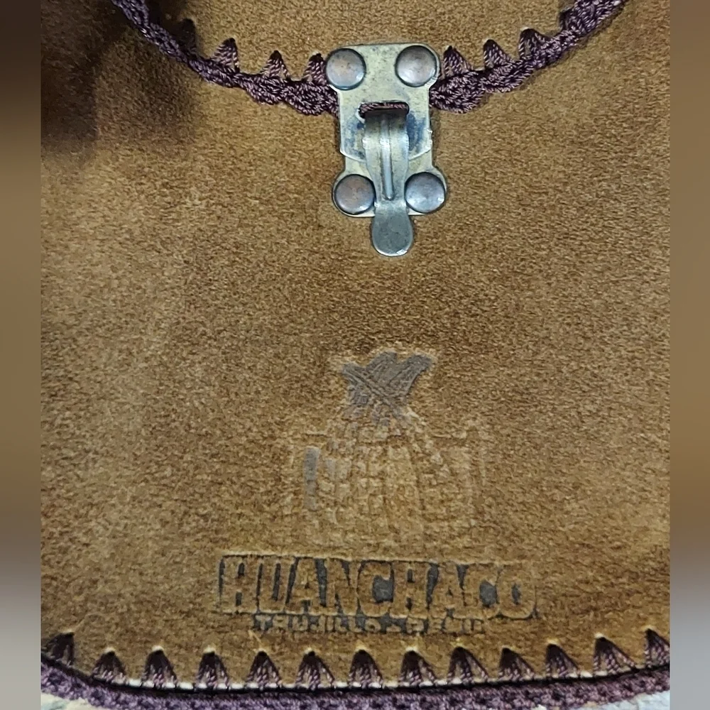 Vintage Whip Stitch Leather Suede Crossbody Bag Huanchaco
